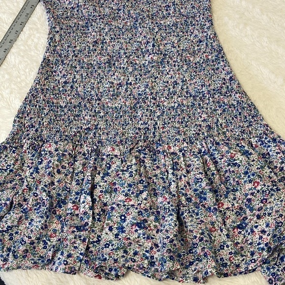 Edit by Nine puff sleeve smocked mini dress NWT blue floral - Picture 11 of 13